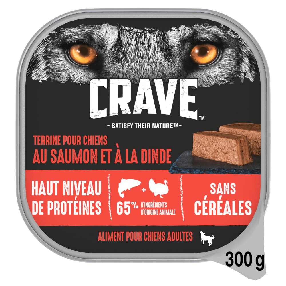 CRAVE™ Terrine en Barquette au Saumon et à la Dinde pour Chiens adultes 300g - 1